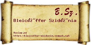 Bleicöffer Szidónia névjegykártya